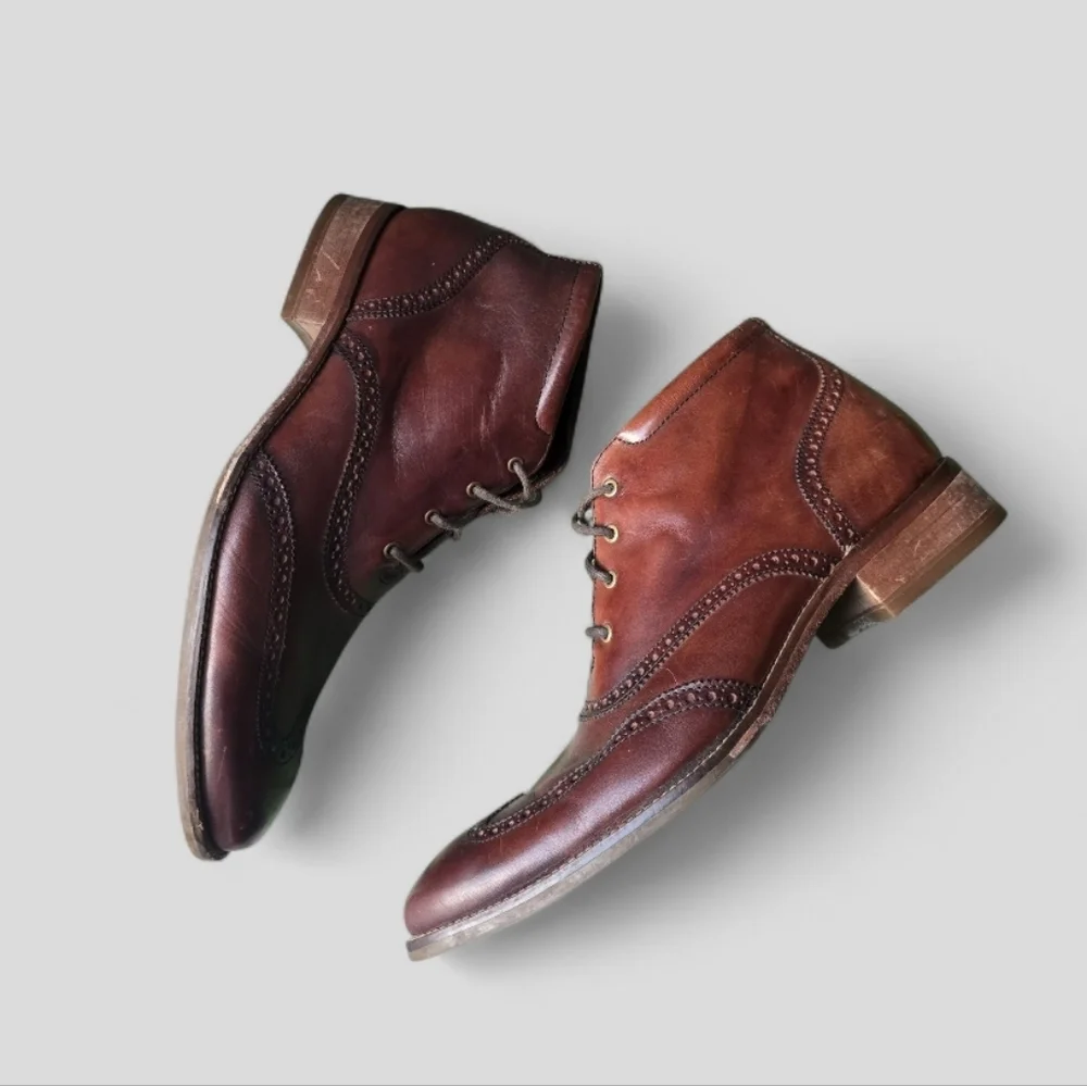 Cole Haan Liam Chukka Il Men's Wingtip Leather Ankle Boots Brogue Lace